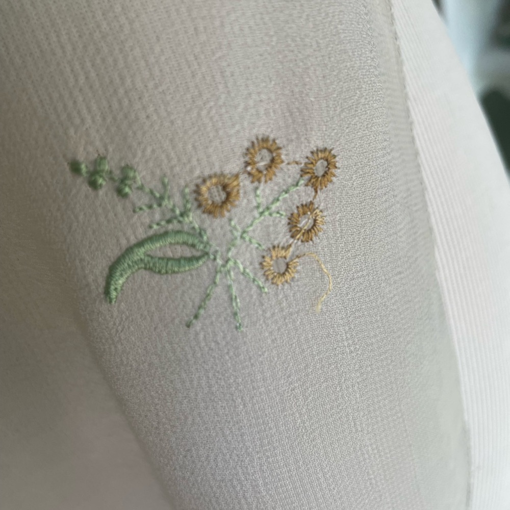 Pale gray floral silk scarf